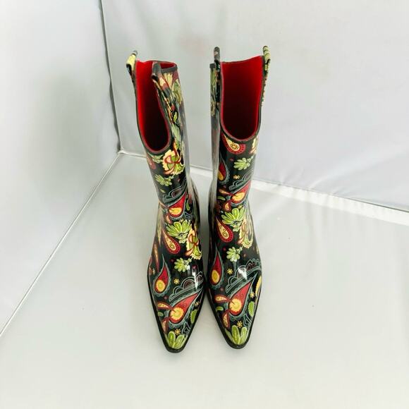 Corkys Rodeo Colorful Floral Western Rain Boots Women’s Size 7 - Picture 8 of 10